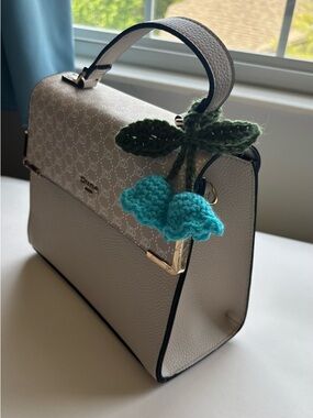 Turquoise Crochet Flower Charm